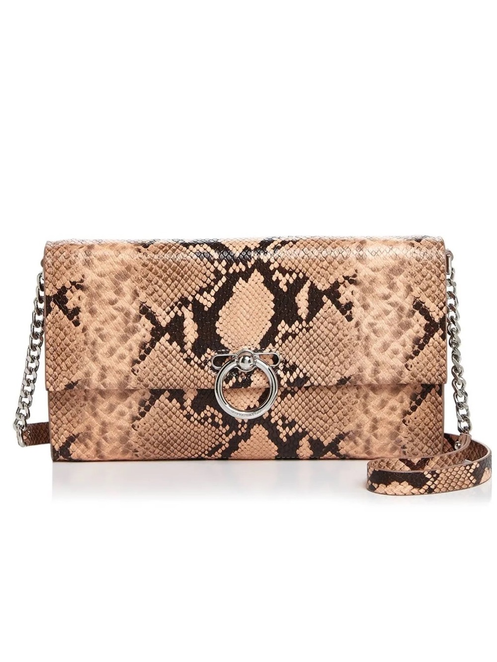 Rebecca Minkoff Jean Convertible Clutch in Rosewood Snake-Print Leather NWT